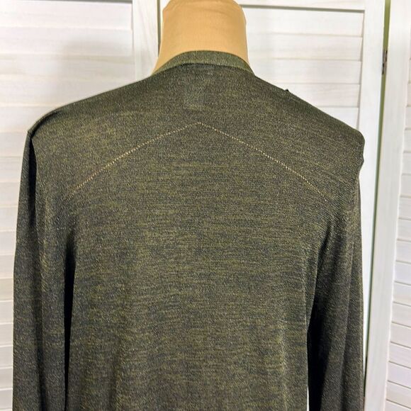 Chico's Cardigan Duster Size 2 Large Size 12 Mix Stitch Olive Green Lightweight - Picture 10 of 16